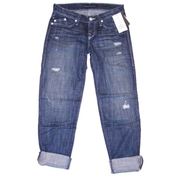 ROCK & REPUBLIC Low Rise DISTRESSED Denim JEANS $240 - Picture 1 of 2